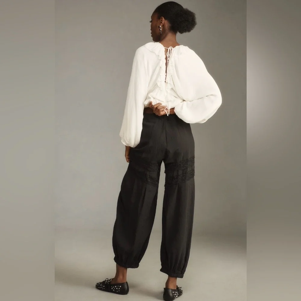 Anthropologie Pieced Black Lace Joggers Size S NWT - Picture 6 of 16
